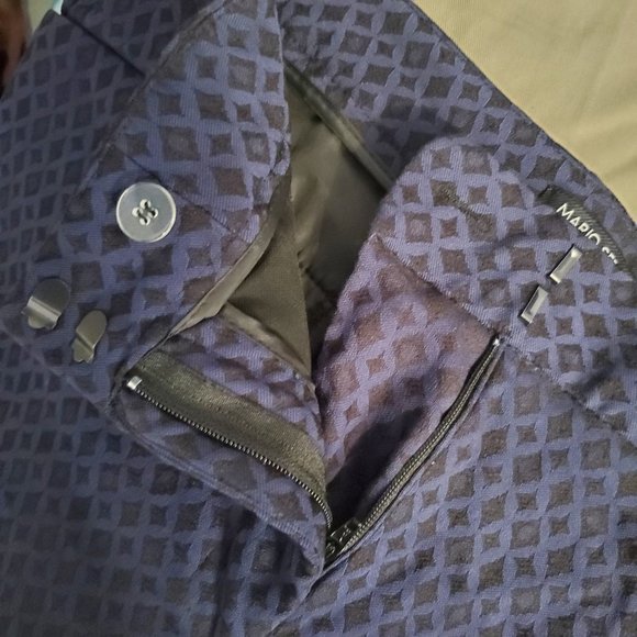 Mario Serrani Blue & Black Diamond Dress Pants, 12 - Picture 7 of 7